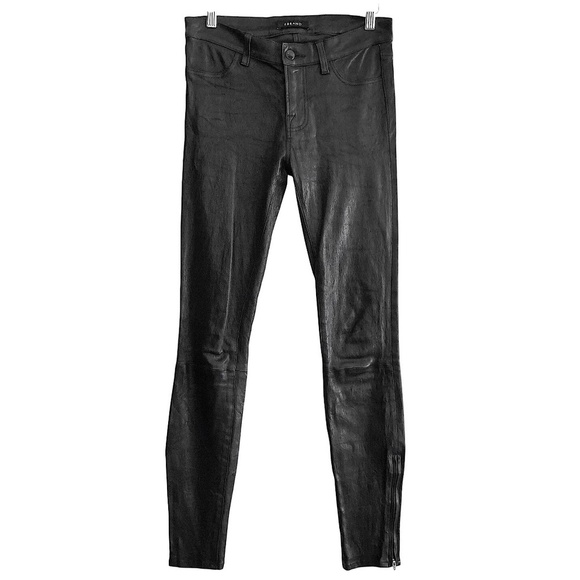 J BRAND L8001 Genuine Lamb Leather Skinny Jeans with Ankle Zippers - Picture 10 of 16